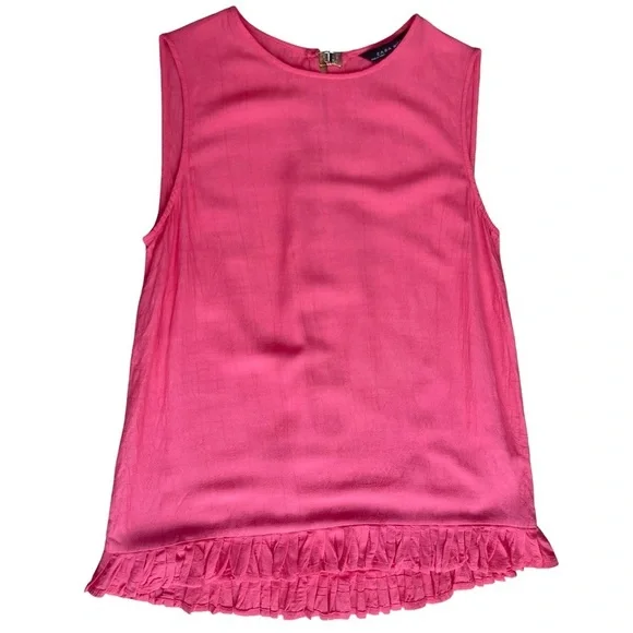 Zara Woman Pink Coral Sleeveless Ruffle Hem Blouse Top - Small - Picture 2 of 11